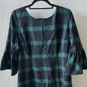 Talbots Green and Black Plaid Blouse